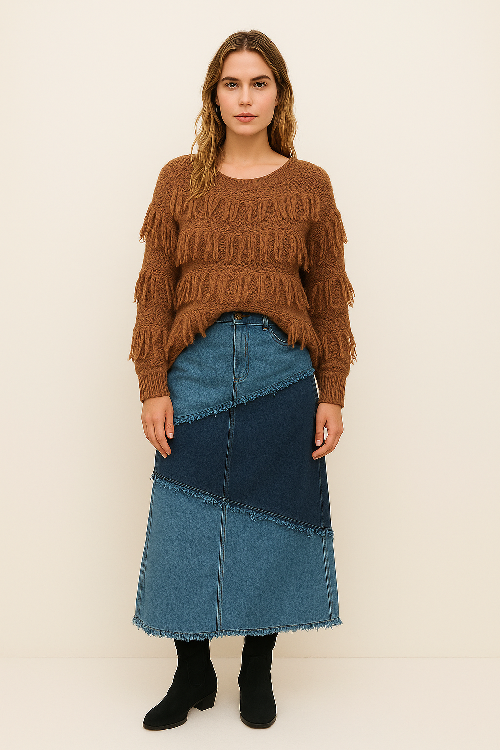 Beige Franjestrui – Boho Chic