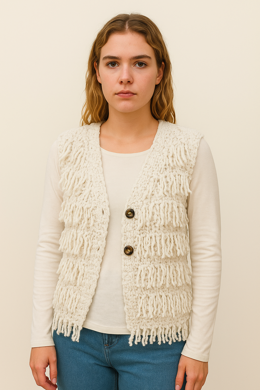 🌿 Boho Gebreid Hesje van Zachte Wol – Naturel of Crème | Menikleding