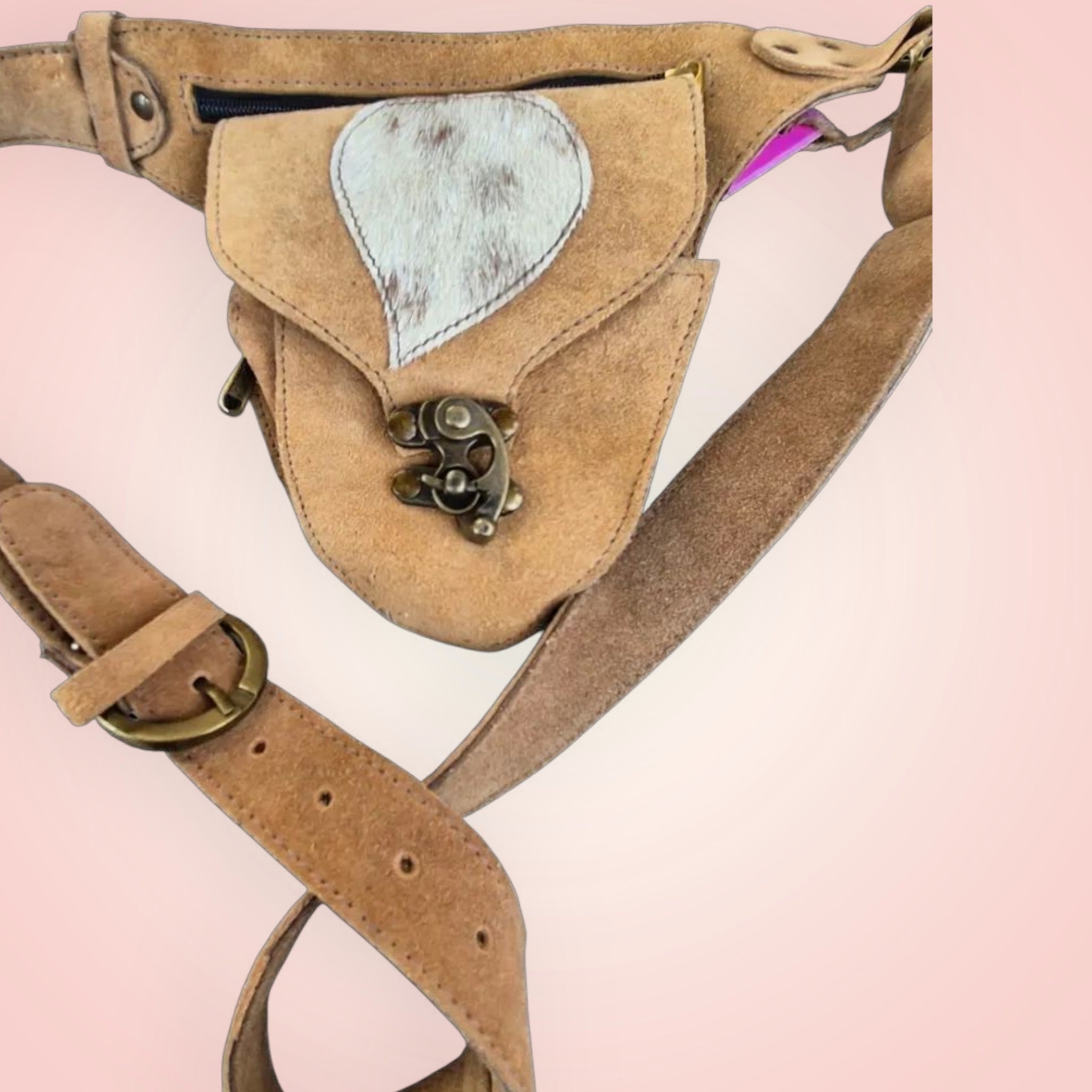 Bohemian Leren Heuptasje met Dierenprint