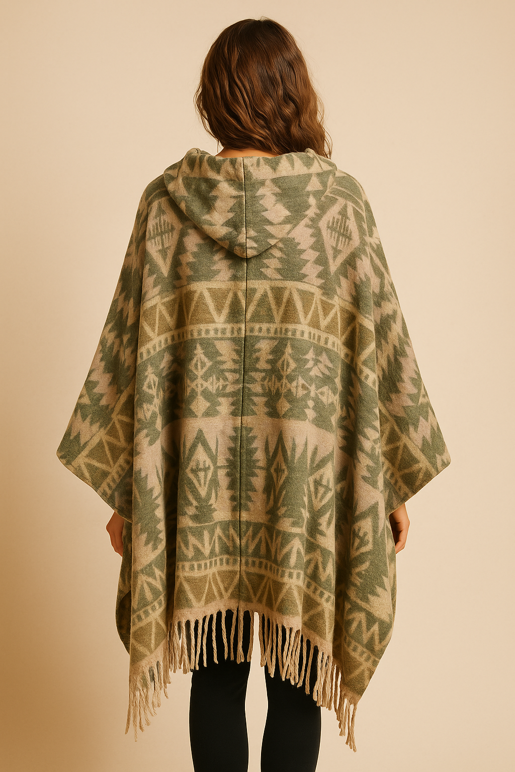 Bohemian Poncho van Wolmix met Capuchon – Handmade in Nepal | Menikleding