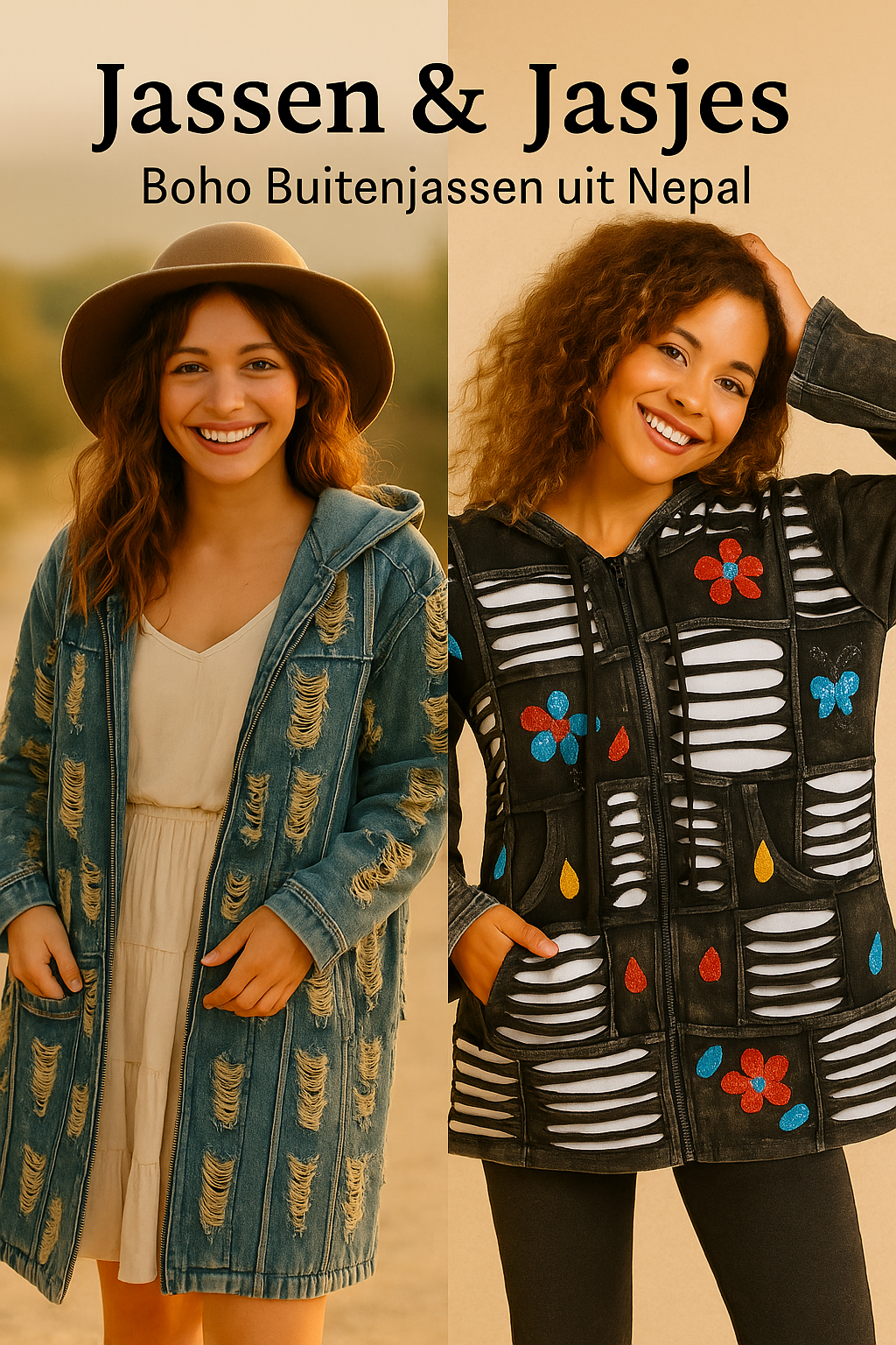 Boho jassen en jasjes voor dames – denim jas & patchwork buitenjas, handmade in Nepal – Menikleding