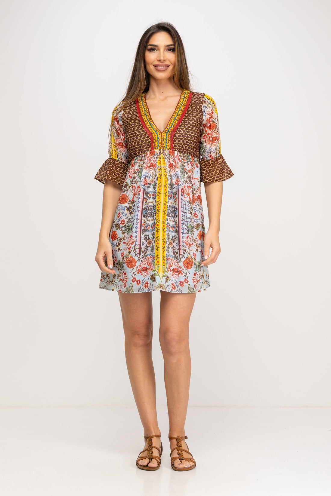 KORTE BEDRUKTE JURK-TUNIEK