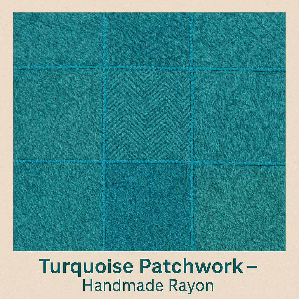 Bohemian patchwork tuniek – turquoise patchworkpatroon, handgemaakt in Nepal van 100% rayon | Menikleding