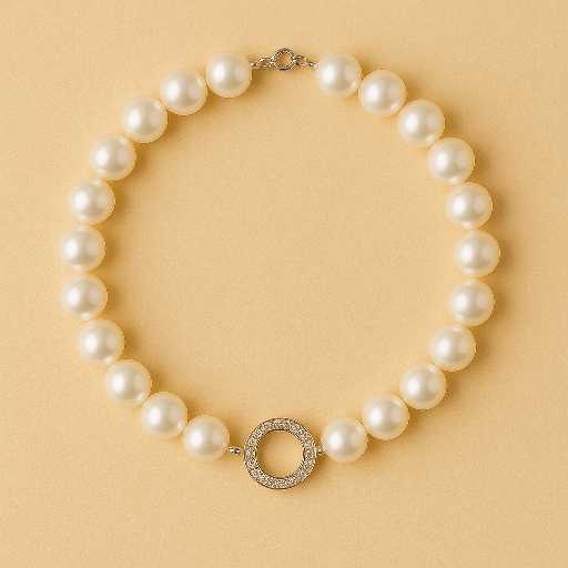 Detail van boho kralenketting met cirkelhanger en parelaccenten – wit en zwart