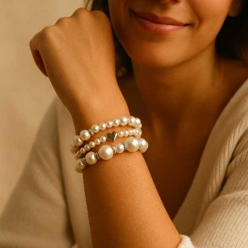 Boho parelarmbanden set gedragen – stijlvolle bohemian armbanden met parels en harddetail | Menikleding