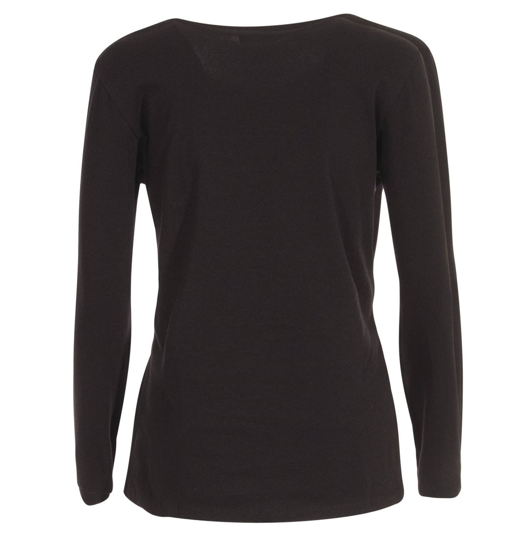 Achterkant van zwarte boho top met lange mouwen – Menikleding