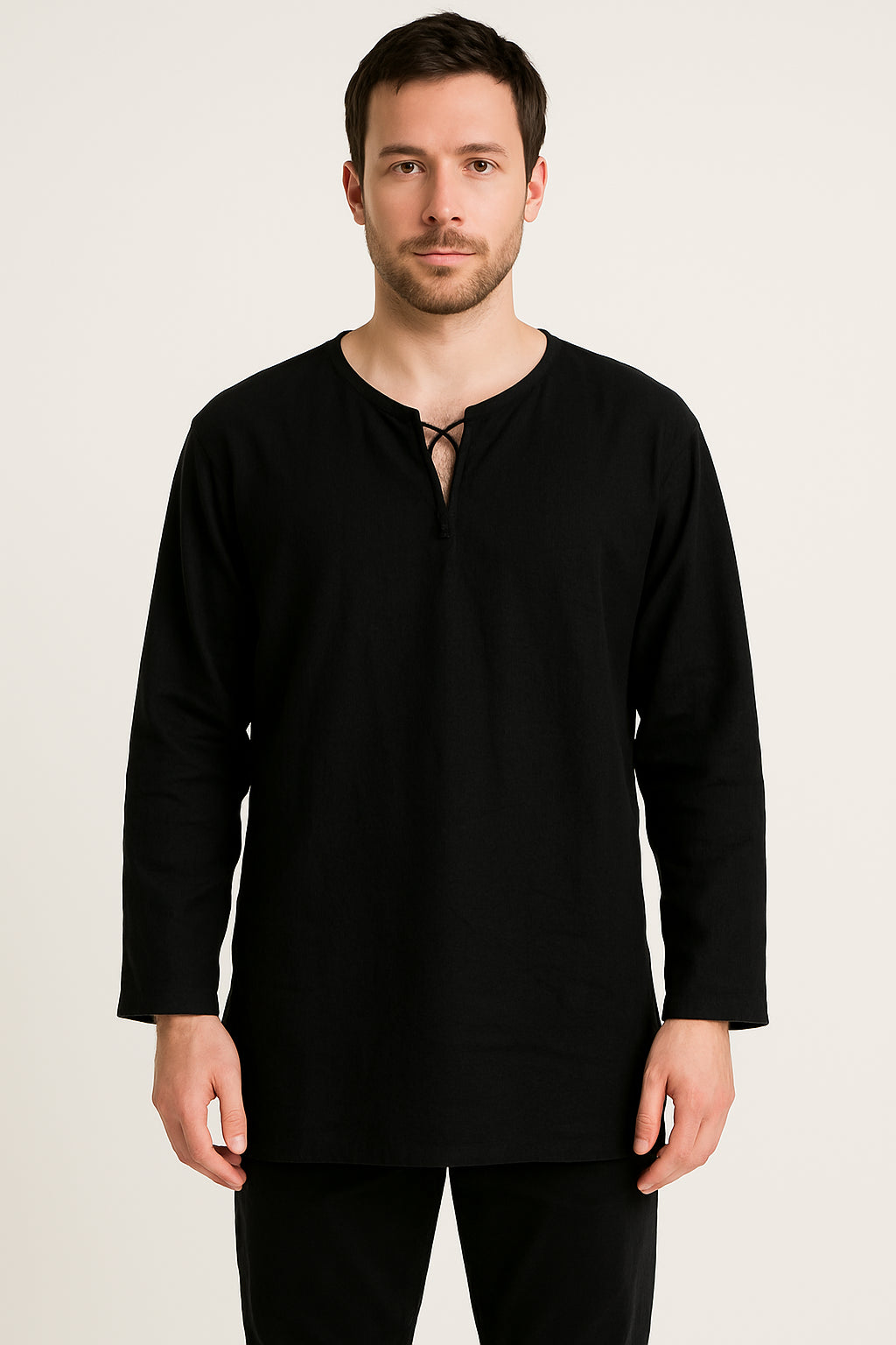 Unisex Boho Hemd met Vetersluiting – Handgemaakt in Nepal | Menikleding