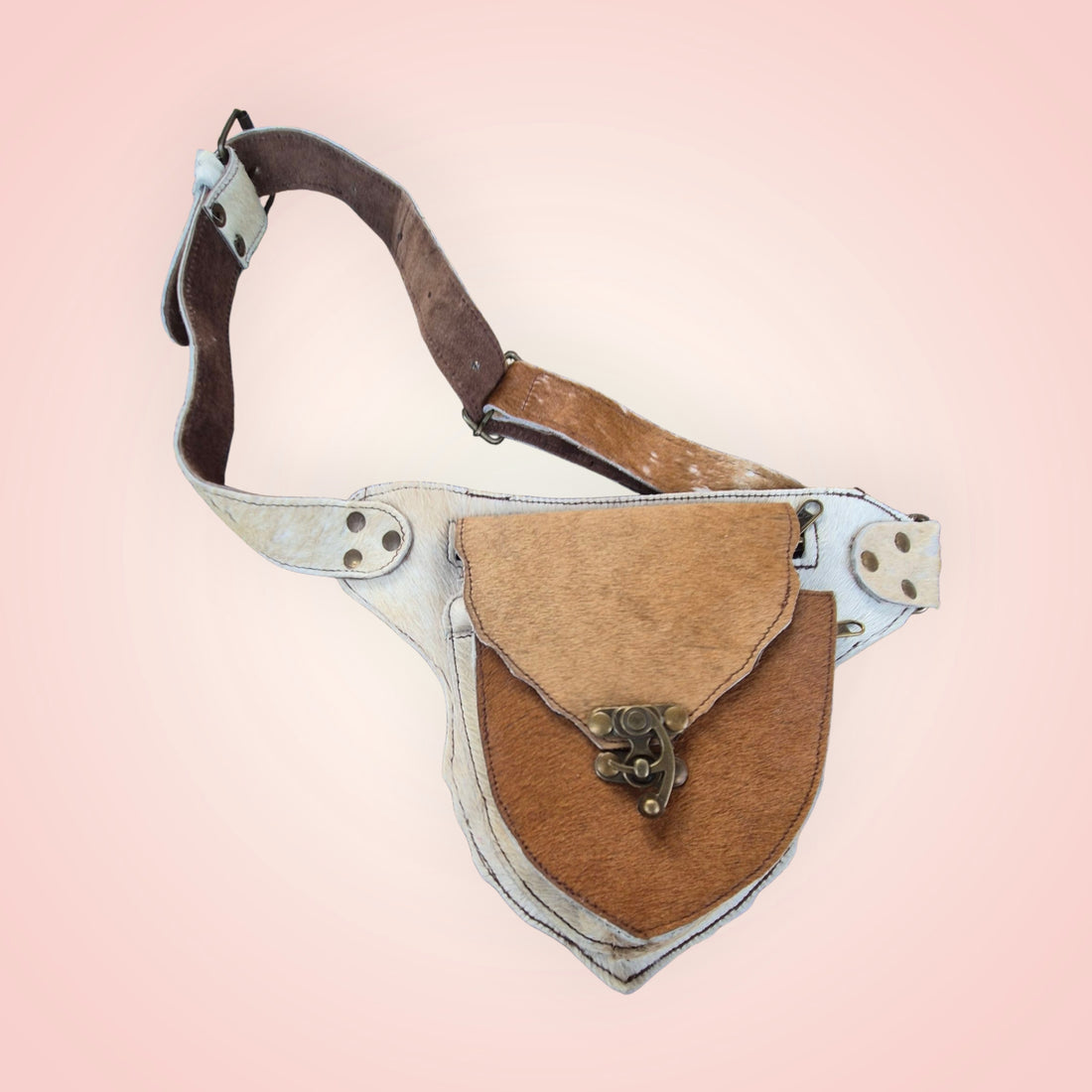 Handgemaakt Leren Heuptasje met Turquoise Steen – Boho Stijl | Menikleding