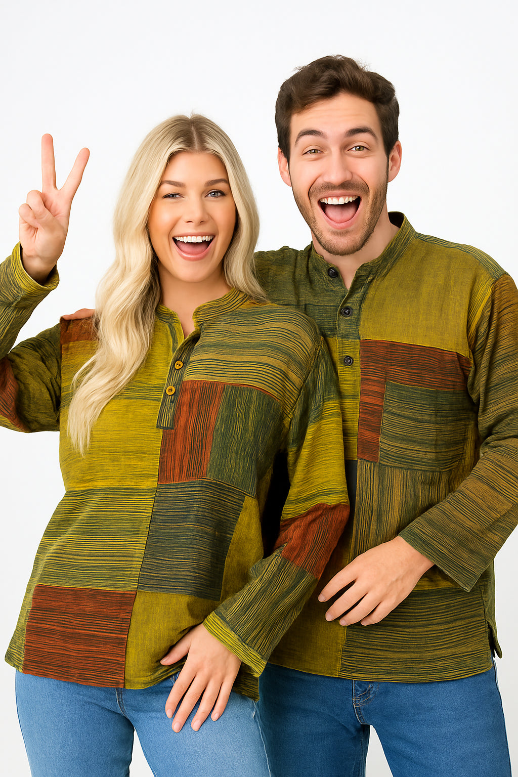 Unisex Patchwork Boho Blouse – Handgemaakt in Nepal