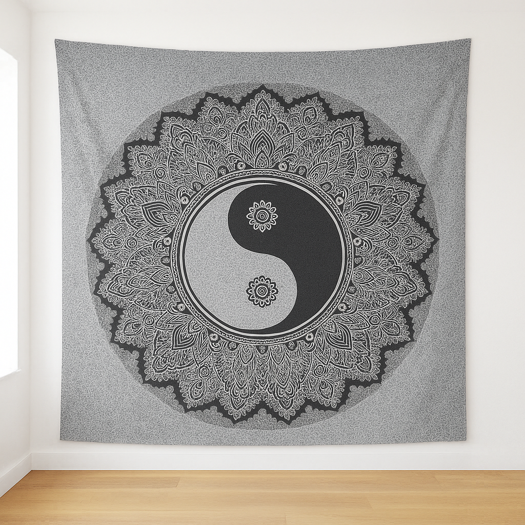 Bohemian Yin Yang Mandala Wandkleed – 220x240 cm"