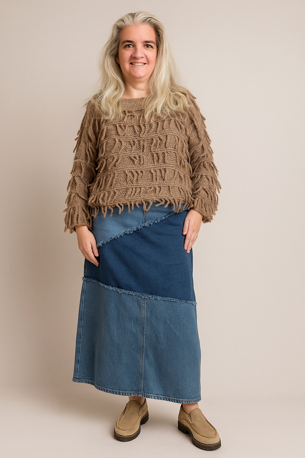 Patchwork Maxi Rok van Gerecycled Denim – Verkrijgbaar in Blauw & Zwart
