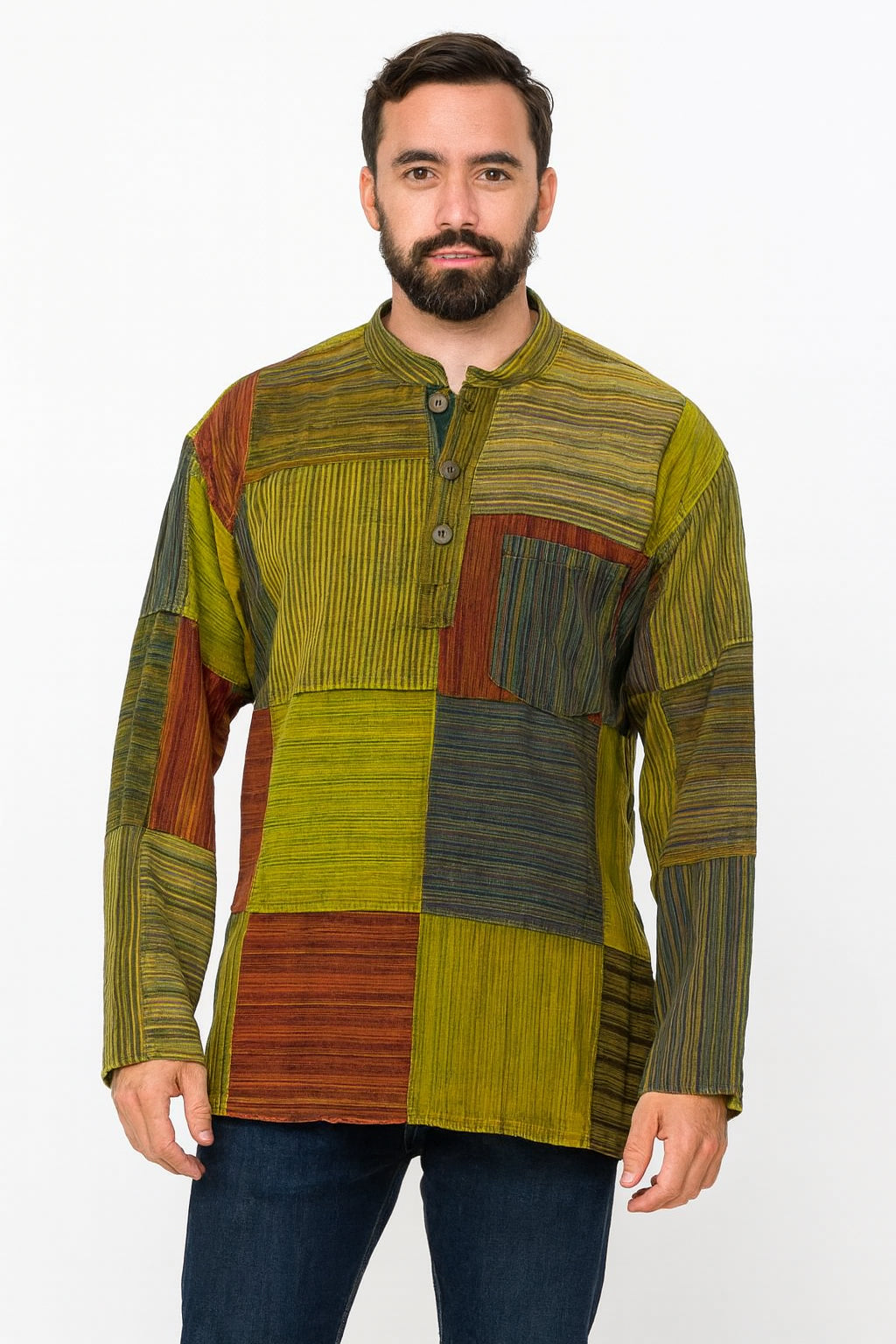 Unisex Patchwork Boho Blouse – Handgemaakt in Nepal