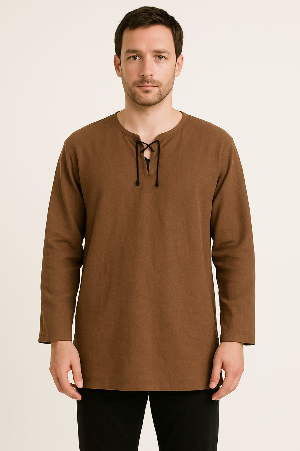 Unisex Boho Hemd met Vetersluiting – Handgemaakt in Nepal | Menikleding