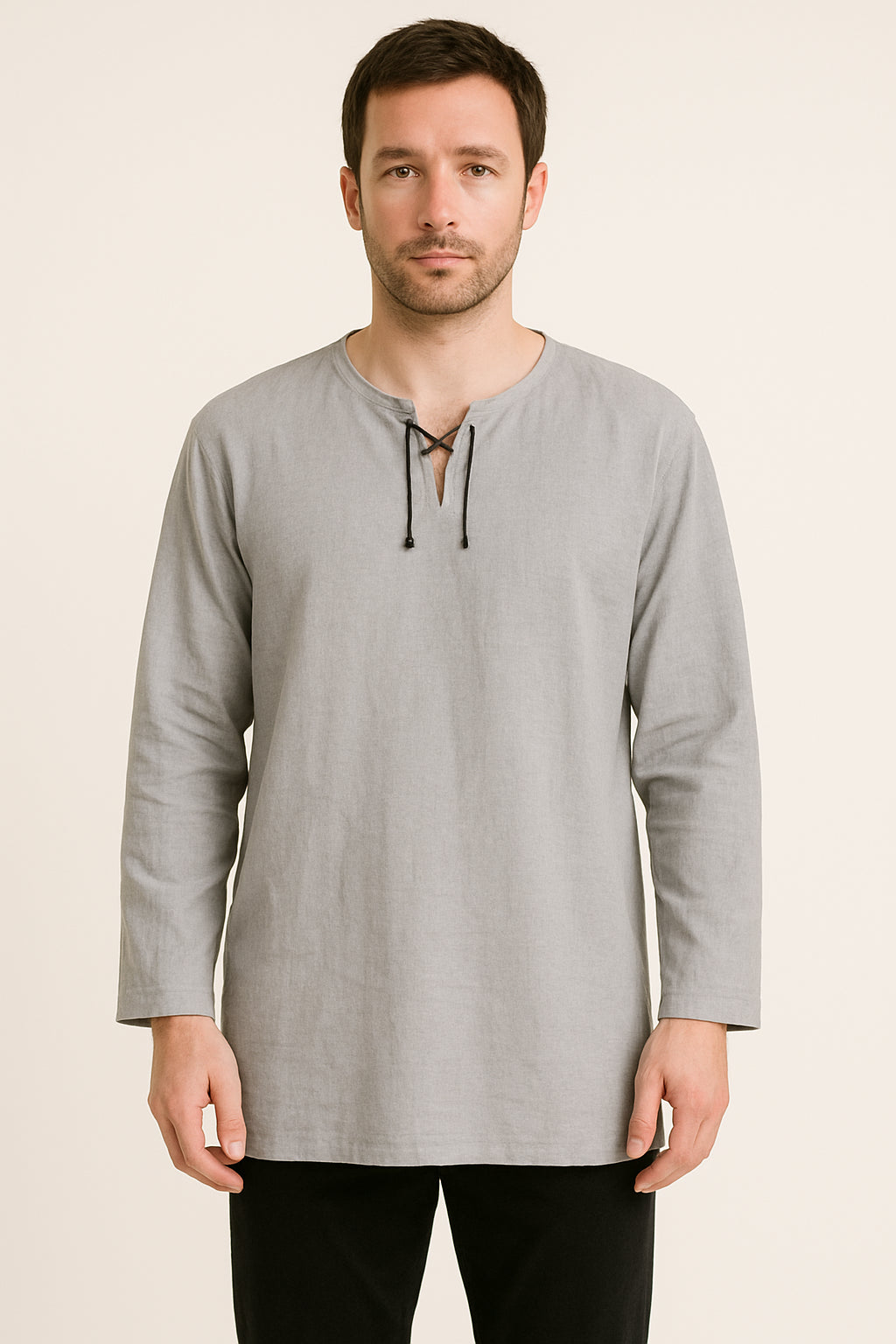 Unisex Boho Hemd met Vetersluiting – Handgemaakt in Nepal | Menikleding