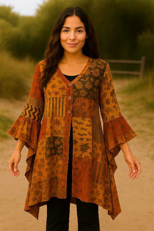 Bohemian Patchwork Tunieken – Handmade in Nepal van 100% Rayon | Menikleding