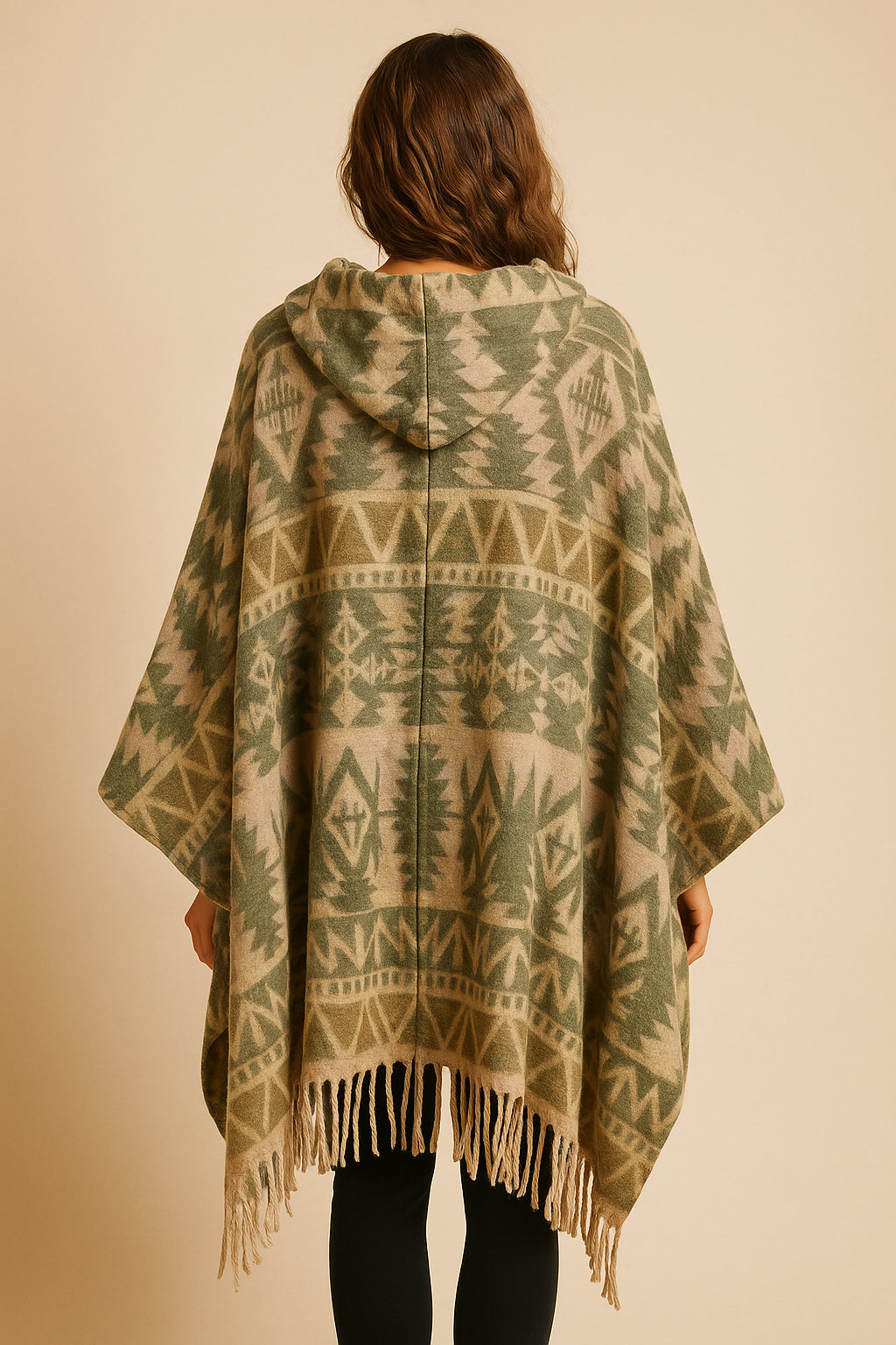 Bohemian Poncho van Wolmix met Capuchon – Handmade in Nepal
